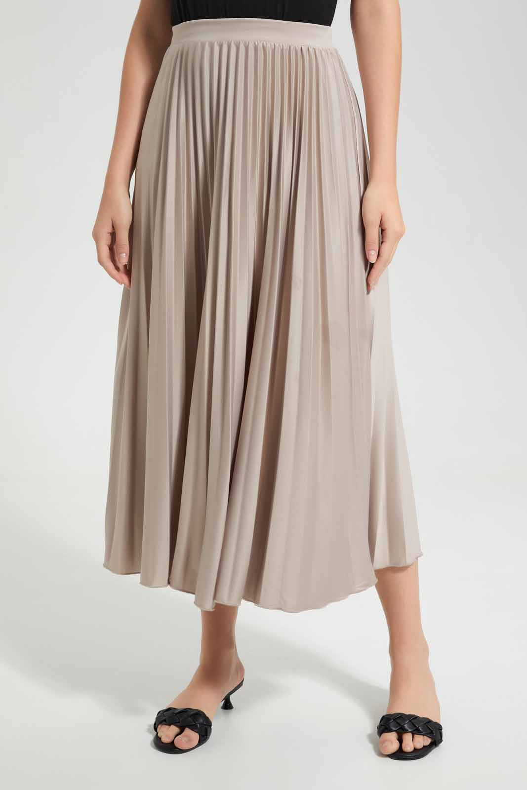 Redtag-Beige-Pleated-Midi-Skirt-without-front-wrap-Category:Skirts,-Colour:Beige,-Deals:New-In,-Filter:Women's-Clothing,-KSH,-New-In-Women,-Non-Sale,-Section:Women,-W22O,-Women-Skirts-Women's-