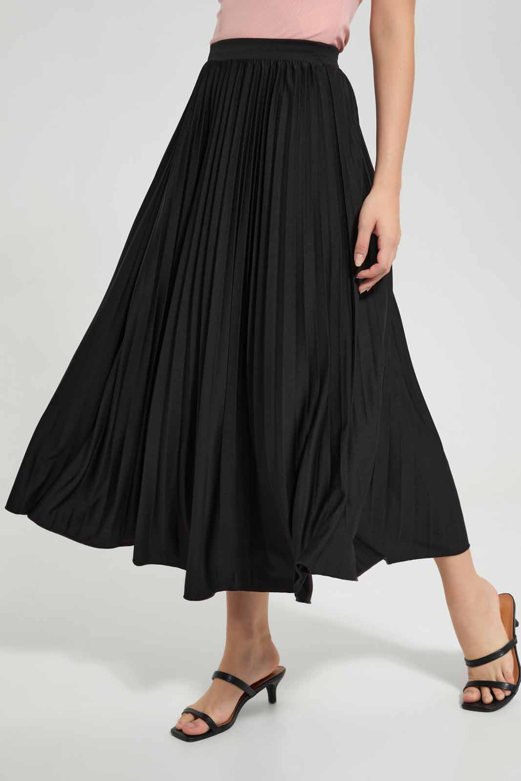 Redtag-Black-Pleated-Midi-Skirt-without-front-wrap-Category:Skirts,-Colour:Black,-Deals:New-In,-Filter:Women's-Clothing,-KSH,-New-In-Women-APL,-Non-Sale,-Section:Women,-W22O,-Women-Skirts-Women's-