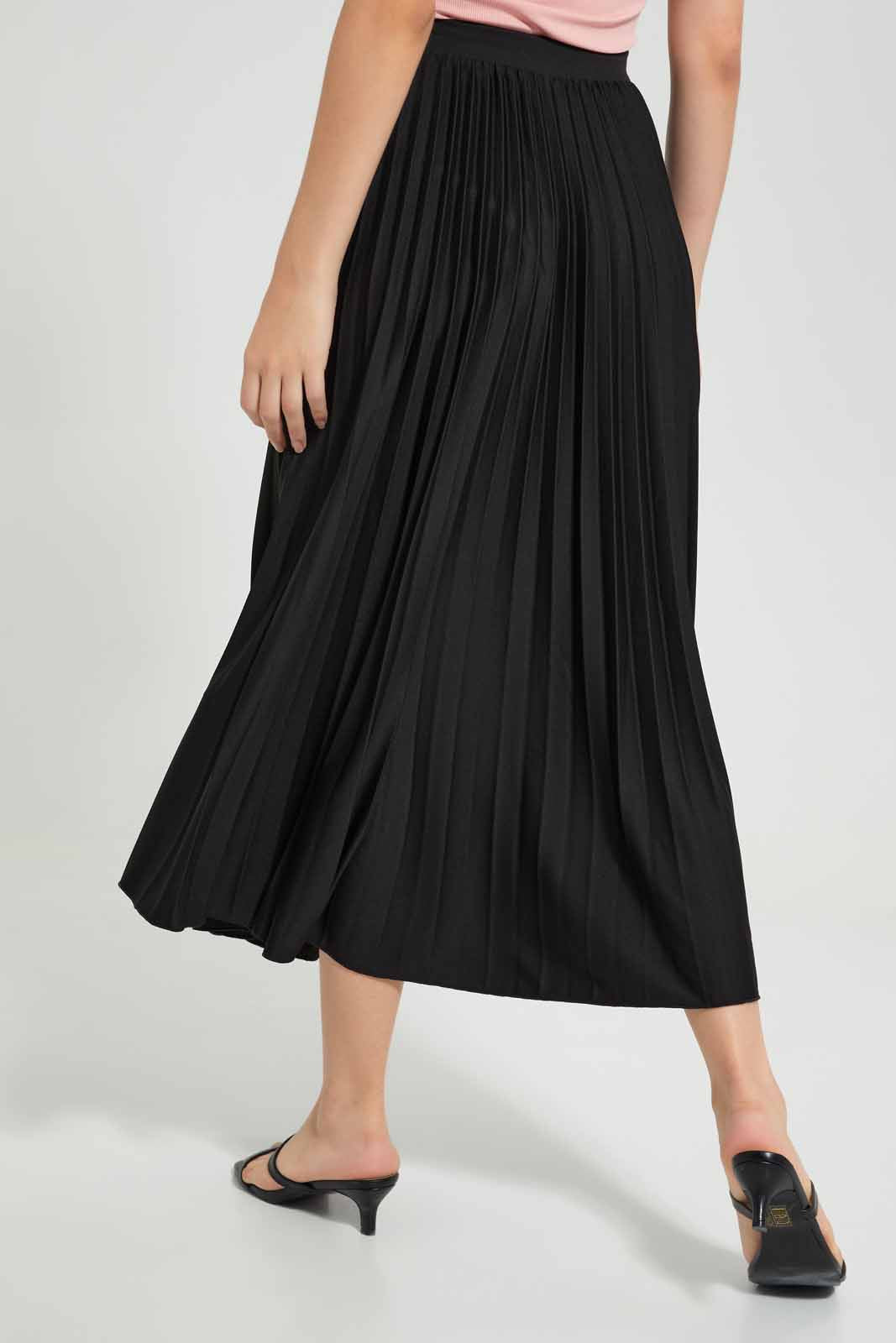 Redtag-Black-Pleated-Midi-Skirt-without-front-wrap-Category:Skirts,-Colour:Black,-Deals:New-In,-Filter:Women's-Clothing,-KSH,-New-In-Women-APL,-Non-Sale,-Section:Women,-W22O,-Women-Skirts-Women's-