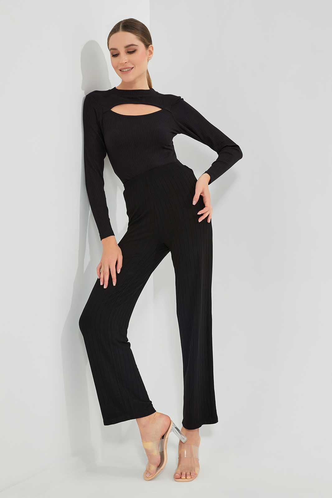 Redtag-Black-Longsleeves-Knitted-Cut-Out-Top-Category:Tops,-Colour:Black,-Deals:New-In,-Filter:Women's-Clothing,-LEC,-LEC-Tops,-New-In-LEC,-Non-Sale,-Section:Women,-W22O-Women's-