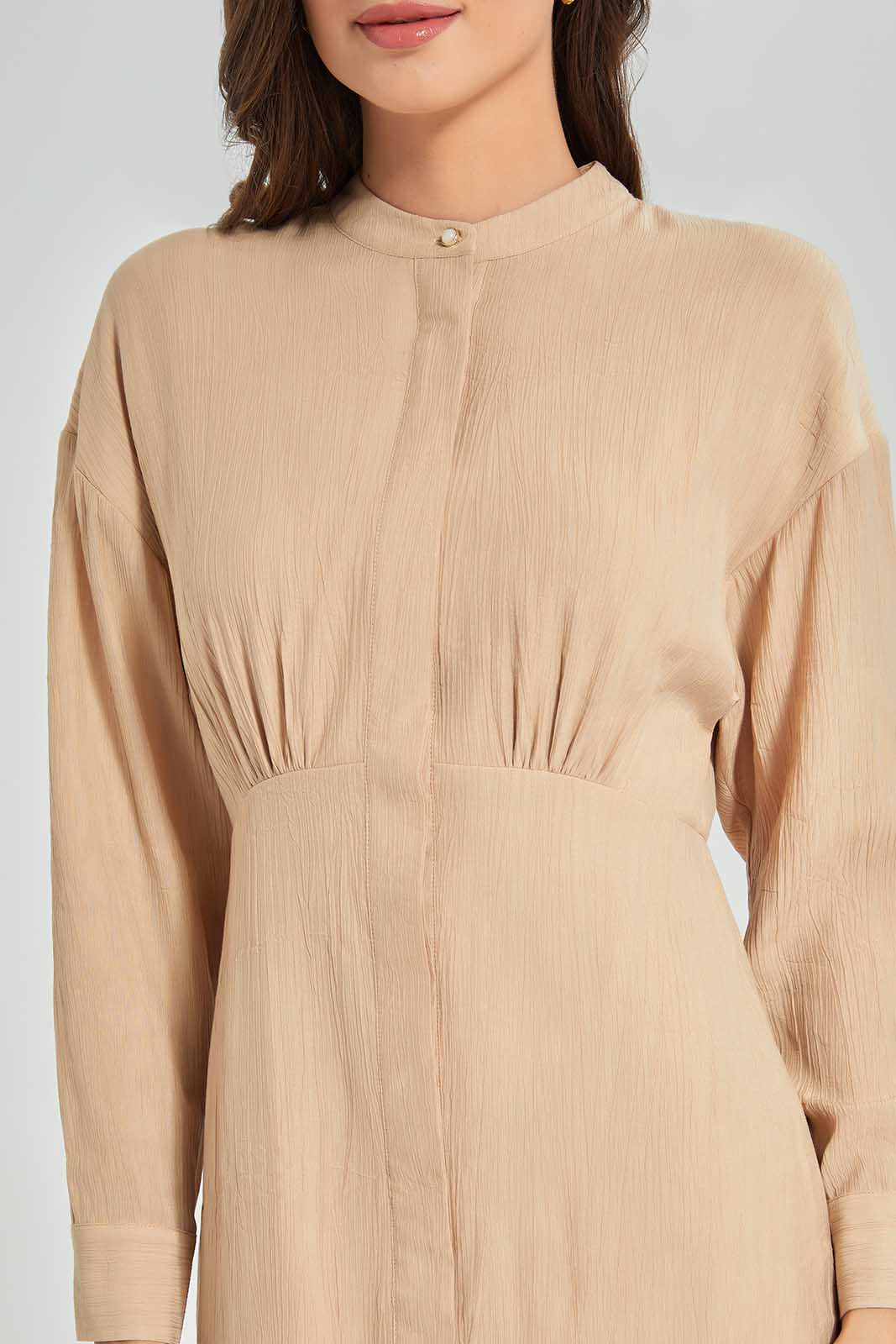 Redtag-Sand-Dress-Category:Dresses,-Colour:Sand,-Deals:New-In,-Filter:Women's-Clothing,-LDC,-LDC-Dresses,-New-In-LDC-APL,-Non-Sale,-Section:Women,-W22O-Women's-