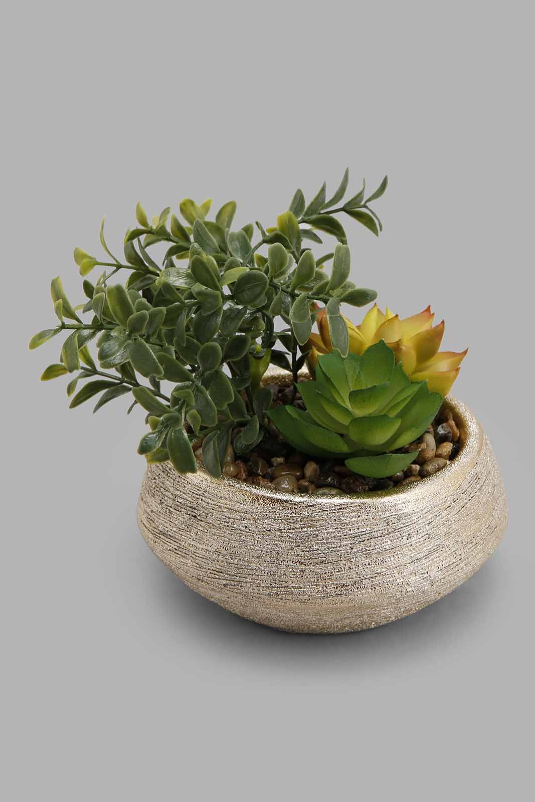Redtag-Assorted-Artificial-Bunch-Plant-In-Golden-Pot-Category:Plants-&-Flowers,-Colour:Assorted,-Deals:New-In,-Filter:Home-Decor,-HMW-HOM-Decorative-Accessories,-New-In-HMW-HOM,-Non-Sale,-Section:Homewares,-W22B-Home-Decor-