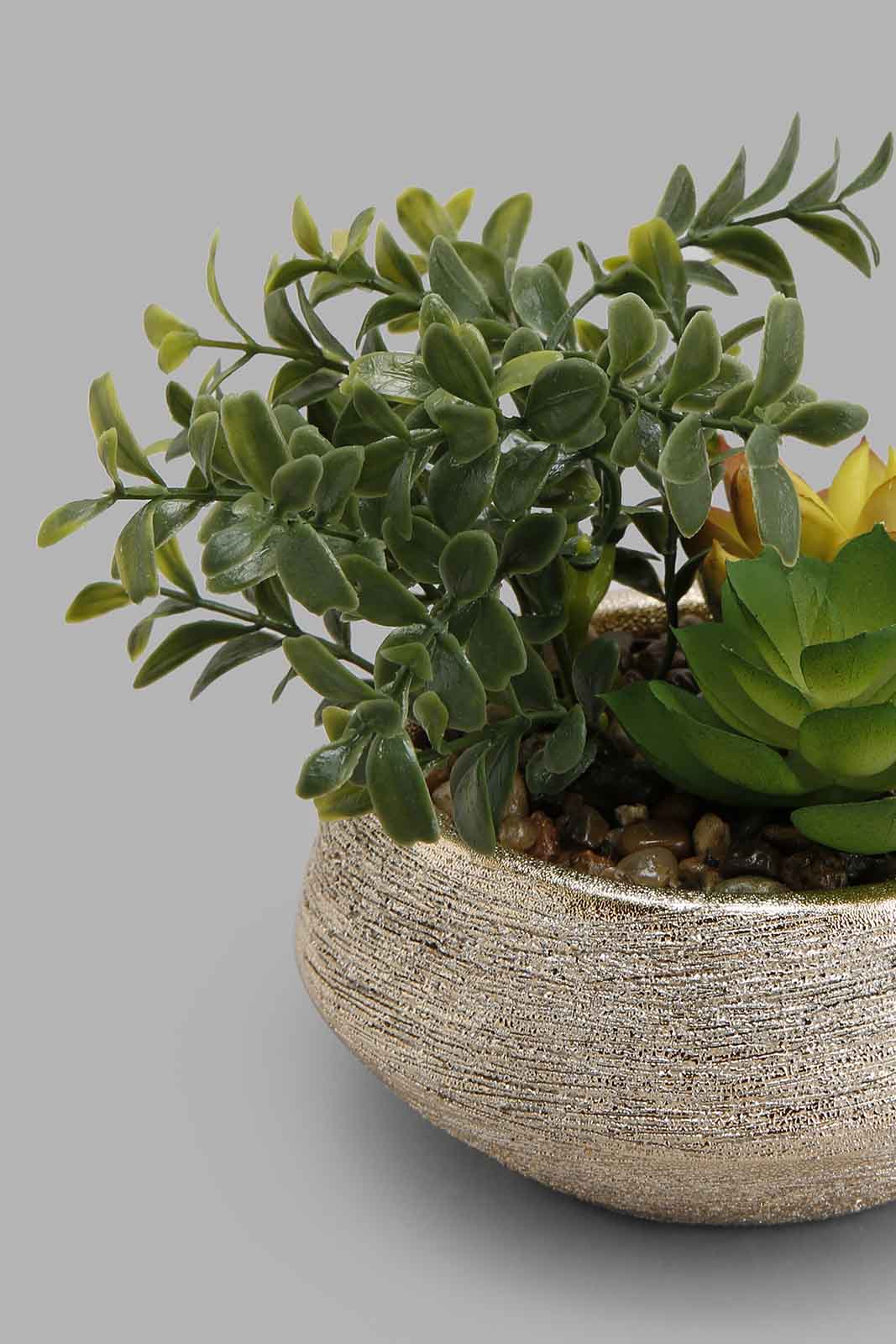 Redtag-Assorted-Artificial-Bunch-Plant-In-Golden-Pot-Category:Plants-&-Flowers,-Colour:Assorted,-Deals:New-In,-Filter:Home-Decor,-HMW-HOM-Decorative-Accessories,-New-In-HMW-HOM,-Non-Sale,-Section:Homewares,-W22B-Home-Decor-