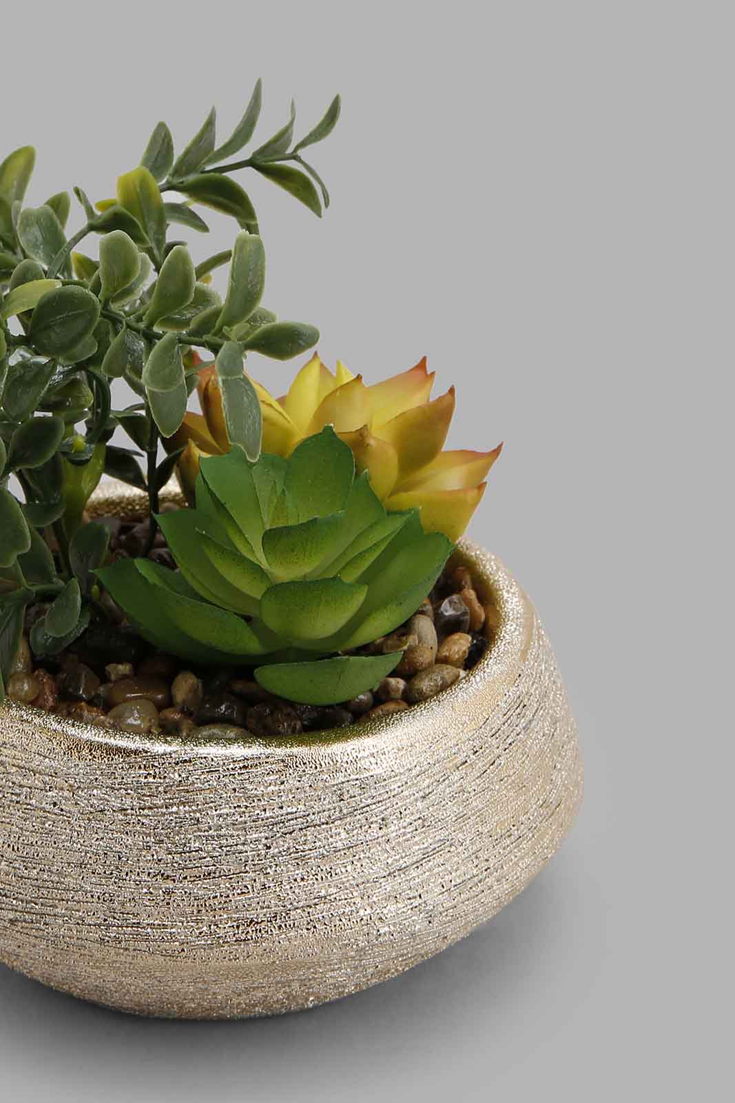 Redtag-Assorted-Artificial-Bunch-Plant-In-Golden-Pot-Category:Plants-&-Flowers,-Colour:Assorted,-Deals:New-In,-Filter:Home-Decor,-HMW-HOM-Decorative-Accessories,-New-In-HMW-HOM,-Non-Sale,-Section:Homewares,-W22B-Home-Decor-