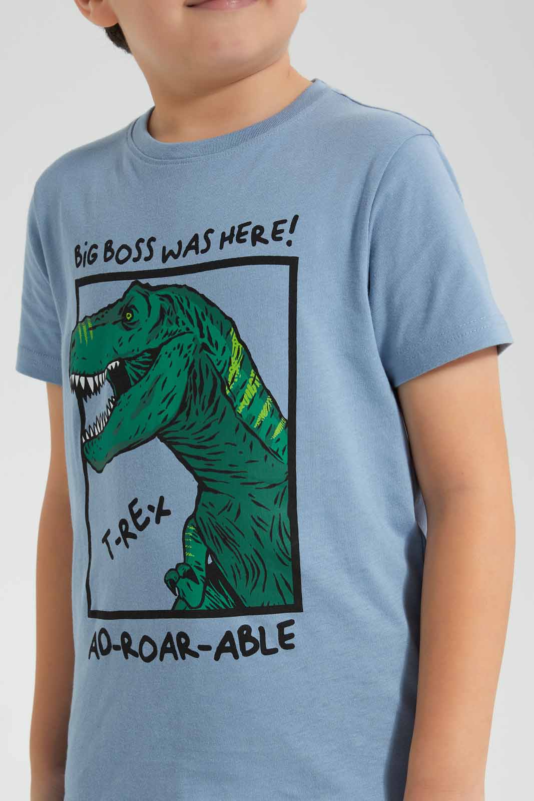 Redtag-Blue-Dino-Chest-print-SS-T-Shirt-BOY-T-Shirts,-Category:T-Shirts,-Colour:Blue,-Deals:New-In,-Filter:Boys-(2-to-8-Yrs),-New-In-BOY-APL,-Non-Sale,-Section:Boys-(0-to-14Yrs),-TBL,-W22O-Boys-2 to 8 Years
