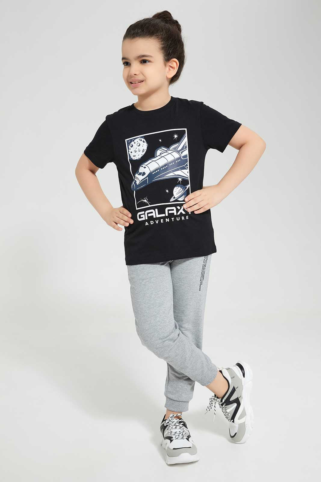 Redtag-Black-Galaxy-Chest-print-SS-T-Shirt-BOY-T-Shirts,-Category:T-Shirts,-Colour:Black,-Deals:New-In,-Filter:Boys-(2-to-8-Yrs),-New-In-BOY-APL,-Non-Sale,-Section:Boys-(0-to-14Yrs),-TBL,-W22O-Boys-2 to 8 Years