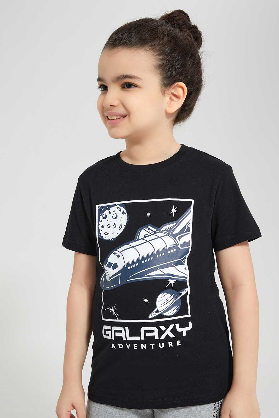 Redtag-Black-Galaxy-Chest-print-SS-T-Shirt-BOY-T-Shirts,-Category:T-Shirts,-Colour:Black,-Deals:New-In,-Filter:Boys-(2-to-8-Yrs),-New-In-BOY-APL,-Non-Sale,-Section:Boys-(0-to-14Yrs),-TBL,-W22O-Boys-2 to 8 Years