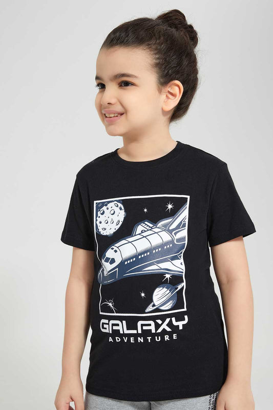 Redtag-Black-Galaxy-Chest-print-SS-T-Shirt-BOY-T-Shirts,-Category:T-Shirts,-Colour:Black,-Deals:New-In,-Filter:Boys-(2-to-8-Yrs),-New-In-BOY-APL,-Non-Sale,-Section:Boys-(0-to-14Yrs),-TBL,-W22O-Boys-2 to 8 Years