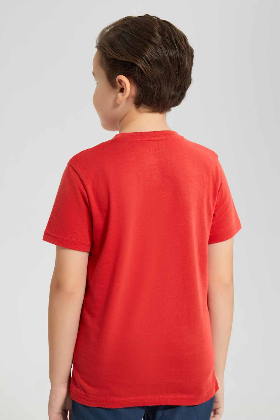 Redtag-Red-Fire-Truck-Chest-print-SS-T-Shirt-BOY-T-Shirts,-Category:T-Shirts,-Colour:Red,-Deals:New-In,-Filter:Boys-(2-to-8-Yrs),-New-In-BOY-APL,-Non-Sale,-Section:Boys-(0-to-14Yrs),-TBL,-W22O-Boys-2 to 8 Years