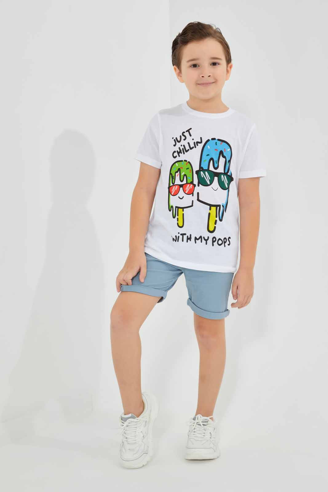Redtag-White-Chilling-Chest-print-SS-T-Shirt-BOY-T-Shirts,-Category:T-Shirts,-Colour:White,-Deals:New-In,-Filter:Boys-(2-to-8-Yrs),-New-In-BOY-APL,-Non-Sale,-Section:Boys-(0-to-14Yrs),-TBL,-W22O-Boys-2 to 8 Years