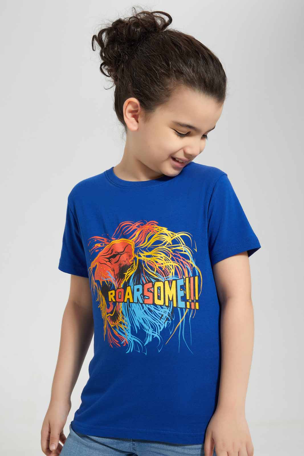 Redtag-Blue-Roar-Chest-print-SS-T-Shirt-BOY-T-Shirts,-Category:T-Shirts,-Colour:Blue,-Deals:New-In,-Filter:Boys-(2-to-8-Yrs),-New-In-BOY-APL,-Non-Sale,-Section:Boys-(0-to-14Yrs),-TBL,-W22O-Boys-2 to 8 Years