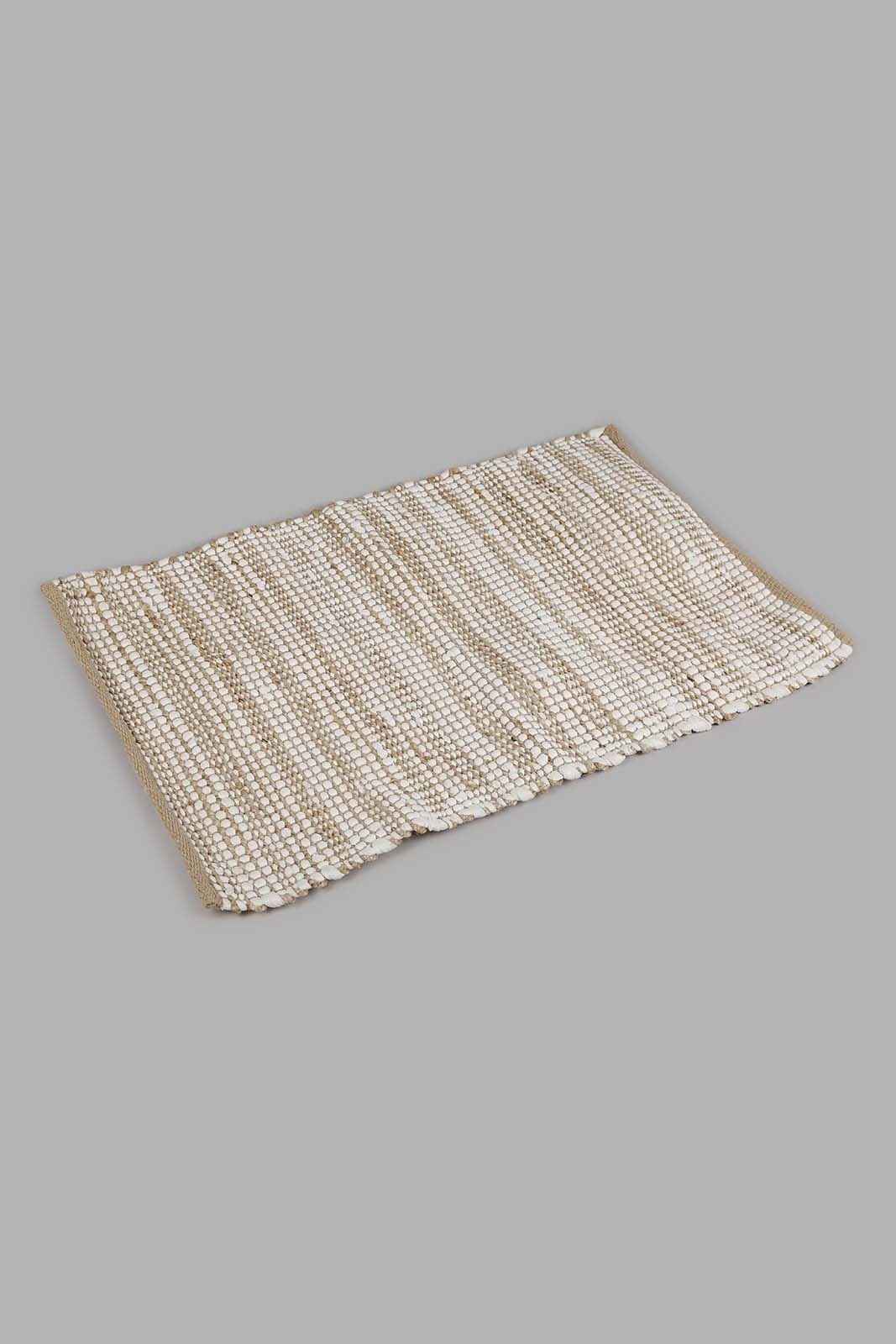 Redtag-Beige-Cotton-With-Jute-Stripe-Dhurrie-Category:Rugs,-Colour:Beige,-Deals:New-In,-Filter:Home-Decor,-Harmony,-HMW-HOM-Rugs-&-Door-Mats,-New-In-HMW-HOM,-Non-Sale,-Section:Homewares,-W22A-Home-Decor-