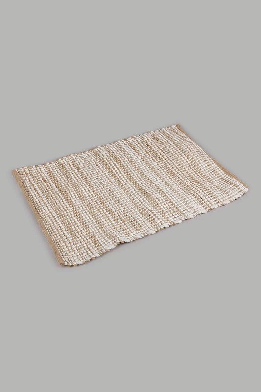 Redtag-Beige-Cotton-With-Jute-Stripe-Dhurrie-Category:Rugs,-Colour:Beige,-Deals:New-In,-Filter:Home-Decor,-Harmony,-HMW-HOM-Rugs-&-Door-Mats,-New-In-HMW-HOM,-Non-Sale,-Section:Homewares,-W22A-Home-Decor-