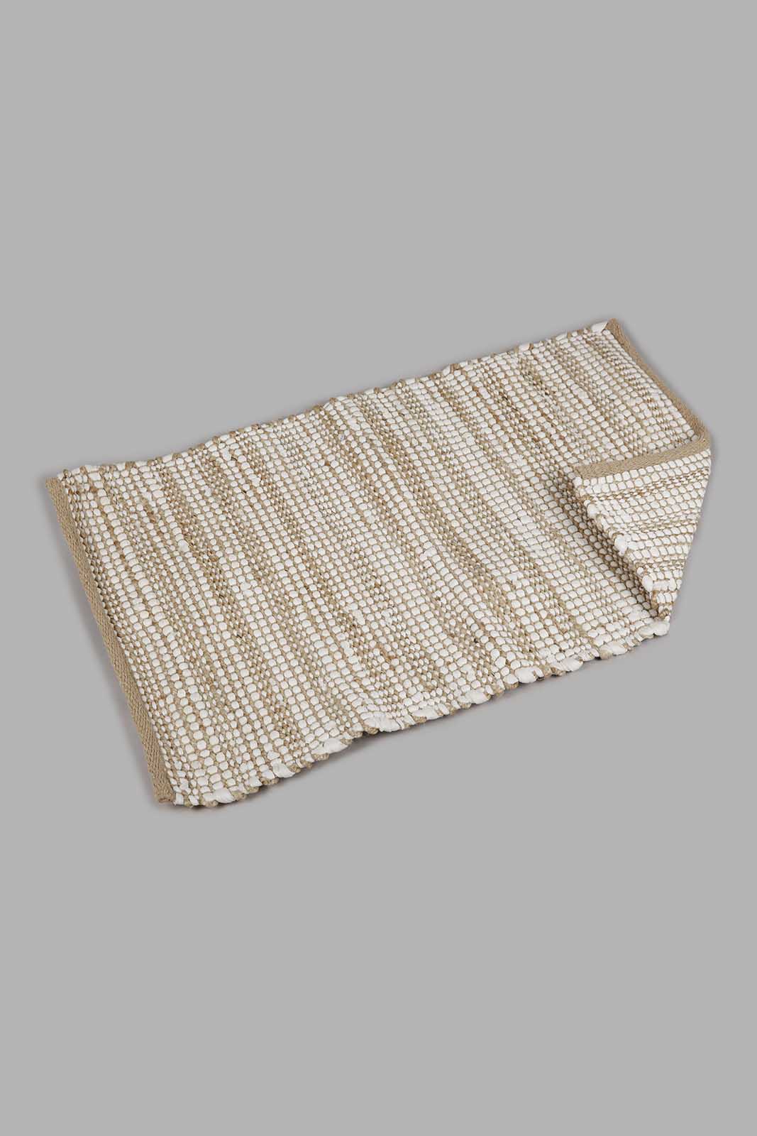 Redtag-Beige-Cotton-With-Jute-Stripe-Dhurrie-Category:Rugs,-Colour:Beige,-Deals:New-In,-Filter:Home-Decor,-Harmony,-HMW-HOM-Rugs-&-Door-Mats,-New-In-HMW-HOM,-Non-Sale,-Section:Homewares,-W22A-Home-Decor-