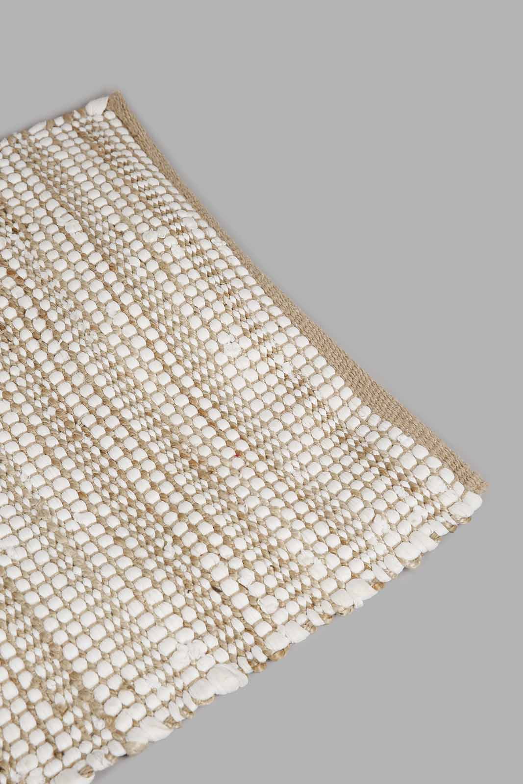 Redtag-Beige-Cotton-With-Jute-Stripe-Dhurrie-Category:Rugs,-Colour:Beige,-Deals:New-In,-Filter:Home-Decor,-Harmony,-HMW-HOM-Rugs-&-Door-Mats,-New-In-HMW-HOM,-Non-Sale,-Section:Homewares,-W22A-Home-Decor-