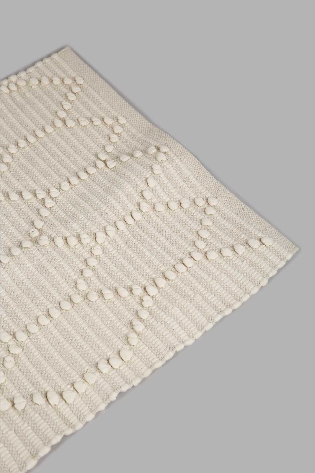 Redtag-White-Cotton-Dotted-Pattern-Dhurrie-Category:Rugs,-Colour:White,-Deals:New-In,-Filter:Home-Decor,-Harmony,-HMW-HOM-Rugs-&-Door-Mats,-New-In-HMW-HOM,-Non-Sale,-Section:Homewares,-W22A-Home-Decor-