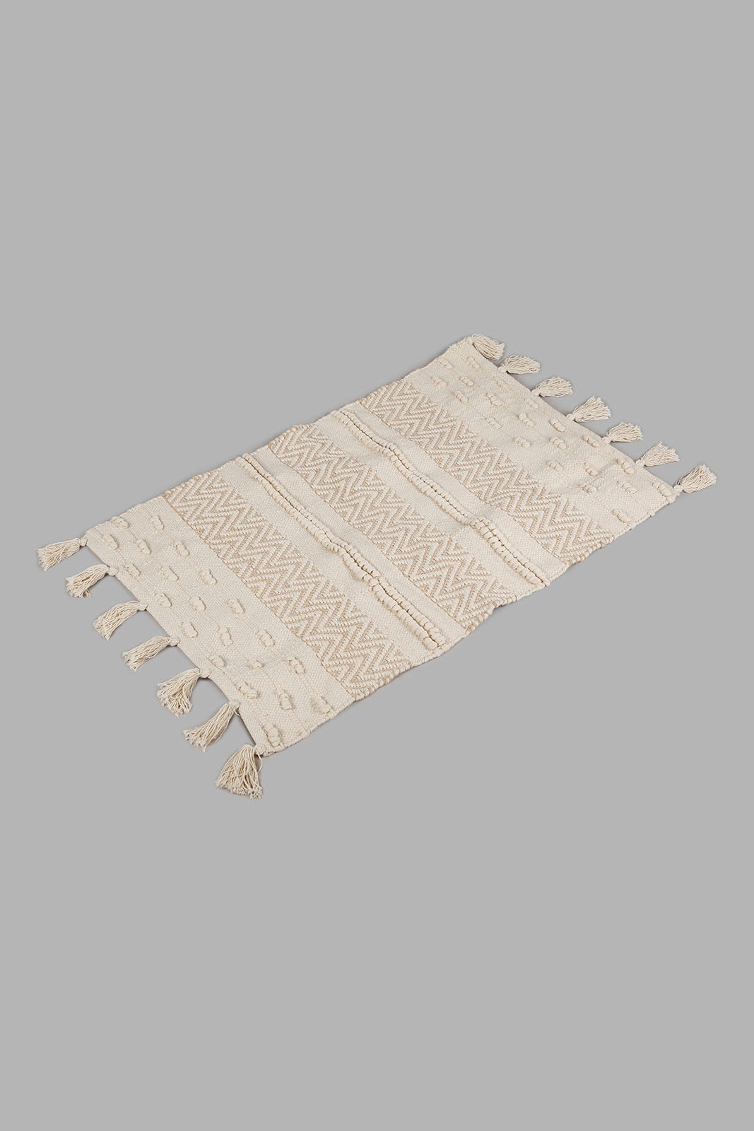 Redtag-White-Boho-Pattern-Dhurrie-With-Tassel-Category:Rugs,-Colour:White,-Deals:New-In,-Elsa,-Filter:Home-Decor,-HMW-HOM-Rugs-&-Door-Mats,-New-In-HMW-HOM,-Non-Sale,-Section:Homewares,-W22A-Home-Decor-