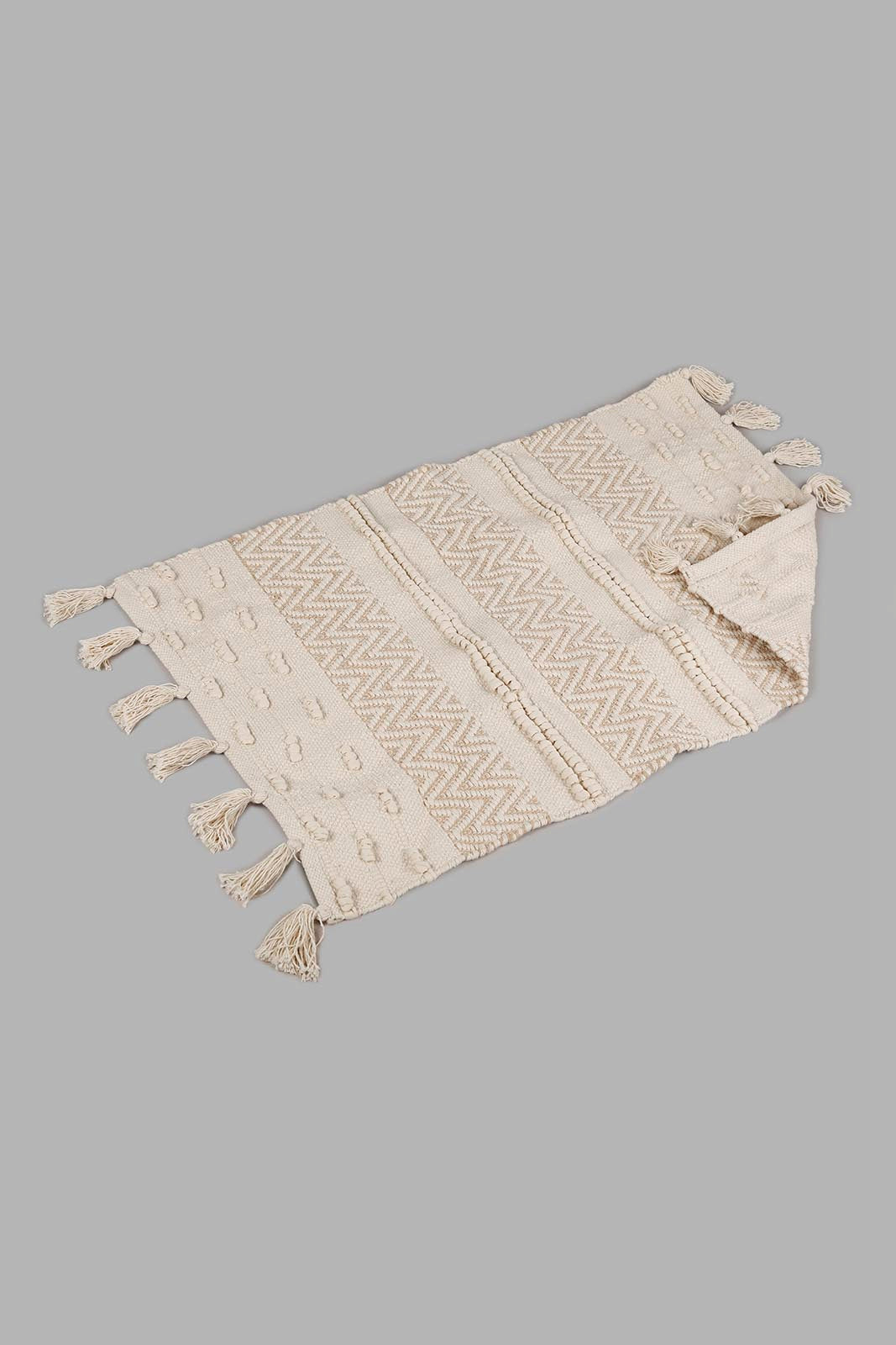 Redtag-White-Boho-Pattern-Dhurrie-With-Tassel-Category:Rugs,-Colour:White,-Deals:New-In,-Elsa,-Filter:Home-Decor,-HMW-HOM-Rugs-&-Door-Mats,-New-In-HMW-HOM,-Non-Sale,-Section:Homewares,-W22A-Home-Decor-