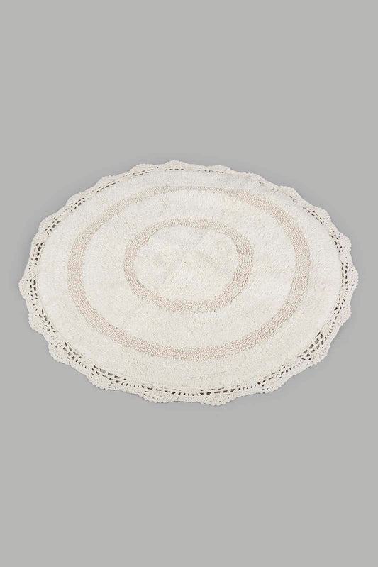 Redtag-White-Cotton-Tufted-Crochet-Round-Dhurrie-Category:Rugs,-Colour:White,-Deals:New-In,-Filter:Home-Decor,-Harmony,-HMW-HOM-Rugs-&-Door-Mats,-New-In-HMW-HOM,-Non-Sale,-Section:Homewares,-W22A-Home-Decor-