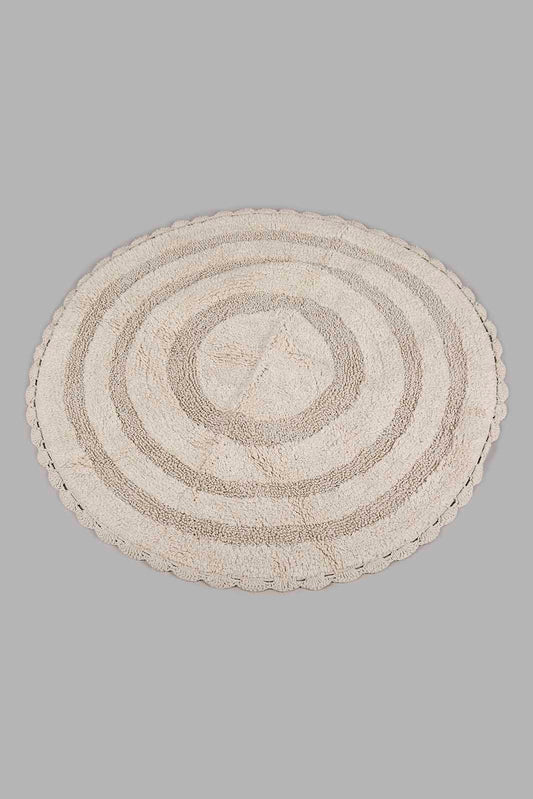 Redtag-Brown-Cotton-Tufted-Round-Dhurrie-Category:Rugs,-Colour:Brown,-Deals:New-In,-Filter:Home-Decor,-Harmony,-HMW-HOM-Rugs-&-Door-Mats,-New-In-HMW-HOM,-Non-Sale,-Section:Homewares,-W22A-Home-Decor-