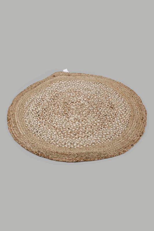 Redtag-Beige-Handwoven-Braided-Pattern-Round-Dhurrie-Category:Rugs,-Colour:Beige,-Deals:New-In,-Filter:Home-Decor,-HMW-HOM-Rugs-&-Door-Mats,-New-In-HMW-HOM,-Non-Sale,-Section:Homewares,-W22A-Home-Decor-