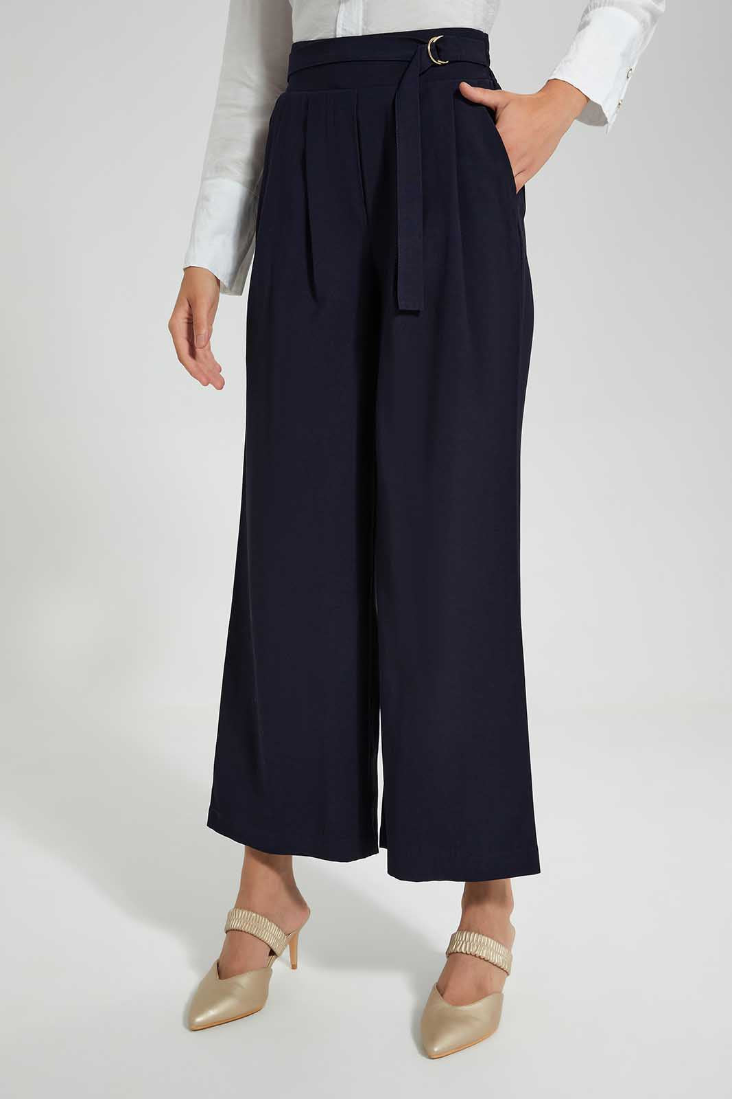 Redtag-Navy-Wide-Leg-Pants-Category:Trousers,-Colour:Navy,-Deals:New-In,-Filter:Women's-Clothing,-LDC,-LDC-Trousers,-New-In-LDC-APL,-Non-Sale,-Section:Women,-W22O-Women's-