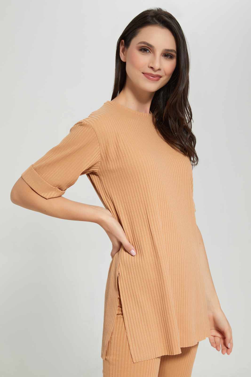 Redtag-Women-Pink-Lounge-T-Shirt-Category:T-Shirts,-Colour:Apricot,-Deals:New-In,-Filter:Women's-Clothing,-New-In-Women-APL,-Non-Sale,-S22C,-Section:Women,-Women-T-Shirts-Women's-