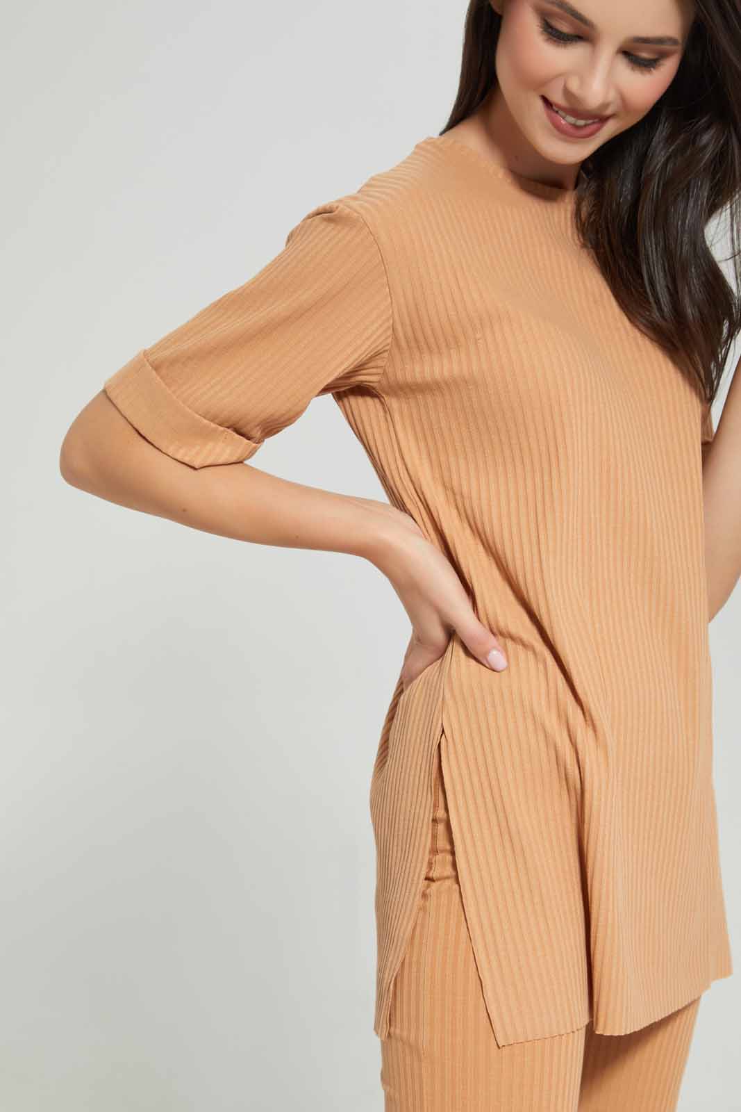 Redtag-Women-Pink-Lounge-T-Shirt-Category:T-Shirts,-Colour:Apricot,-Deals:New-In,-Filter:Women's-Clothing,-New-In-Women-APL,-Non-Sale,-S22C,-Section:Women,-Women-T-Shirts-Women's-