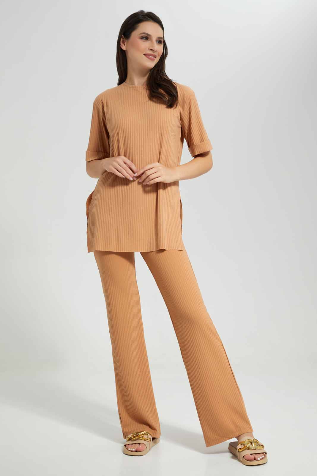 Redtag-Women-Pink-Wideleg-Lounge-Pants-Category:Joggers,-Colour:Apricot,-Deals:New-In,-Filter:Women's-Clothing,-New-In-Women-APL,-Non-Sale,-S22C,-Section:Women,-Women-Joggers-Women's-