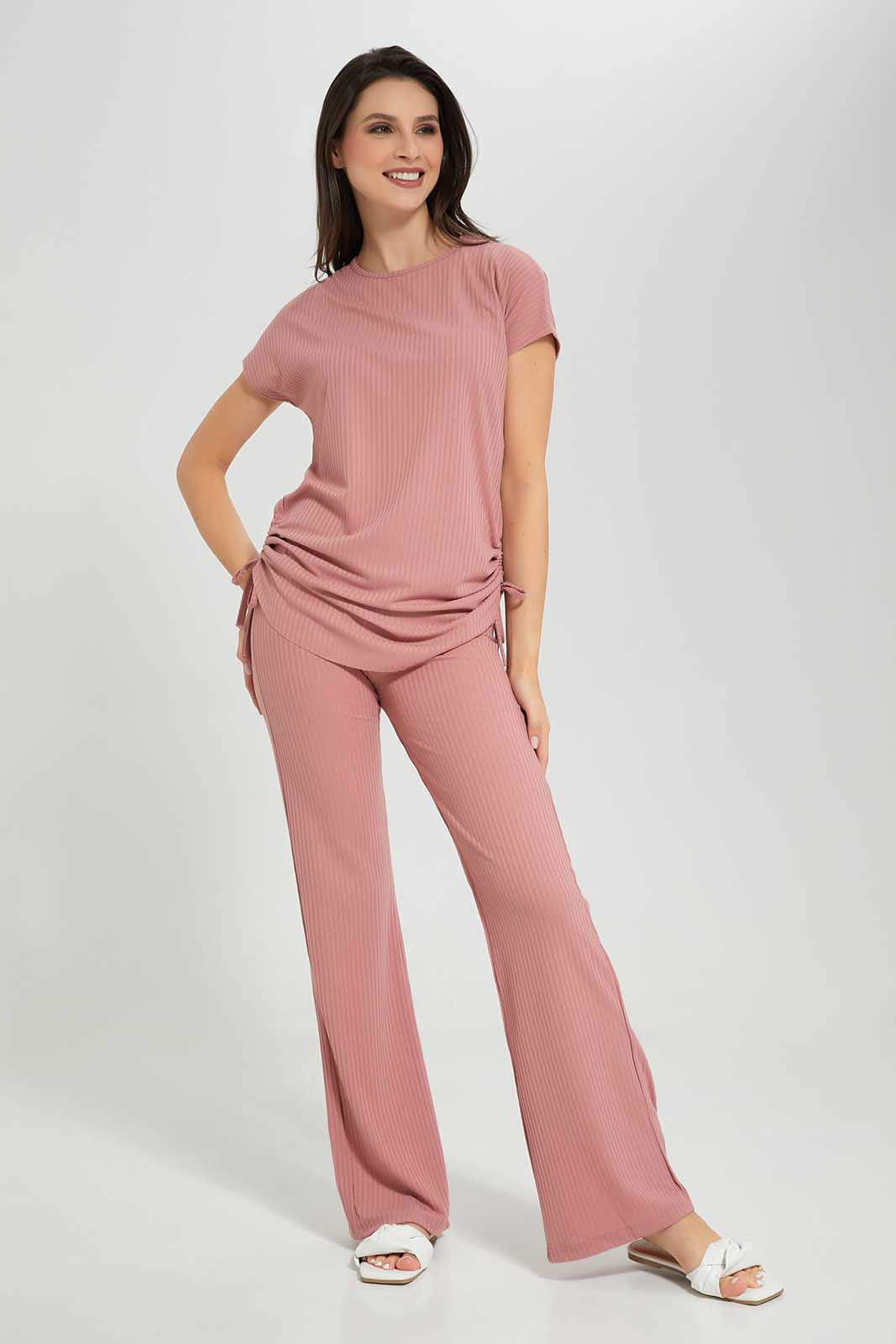 Redtag-Women-Dusty-Pink-Wideleg-Lounge-Pants-Category:Joggers,-Colour:Apricot,-Deals:New-In,-Filter:Women's-Clothing,-New-In-Women-APL,-Non-Sale,-S22C,-Section:Women,-Women-Joggers-Women's-