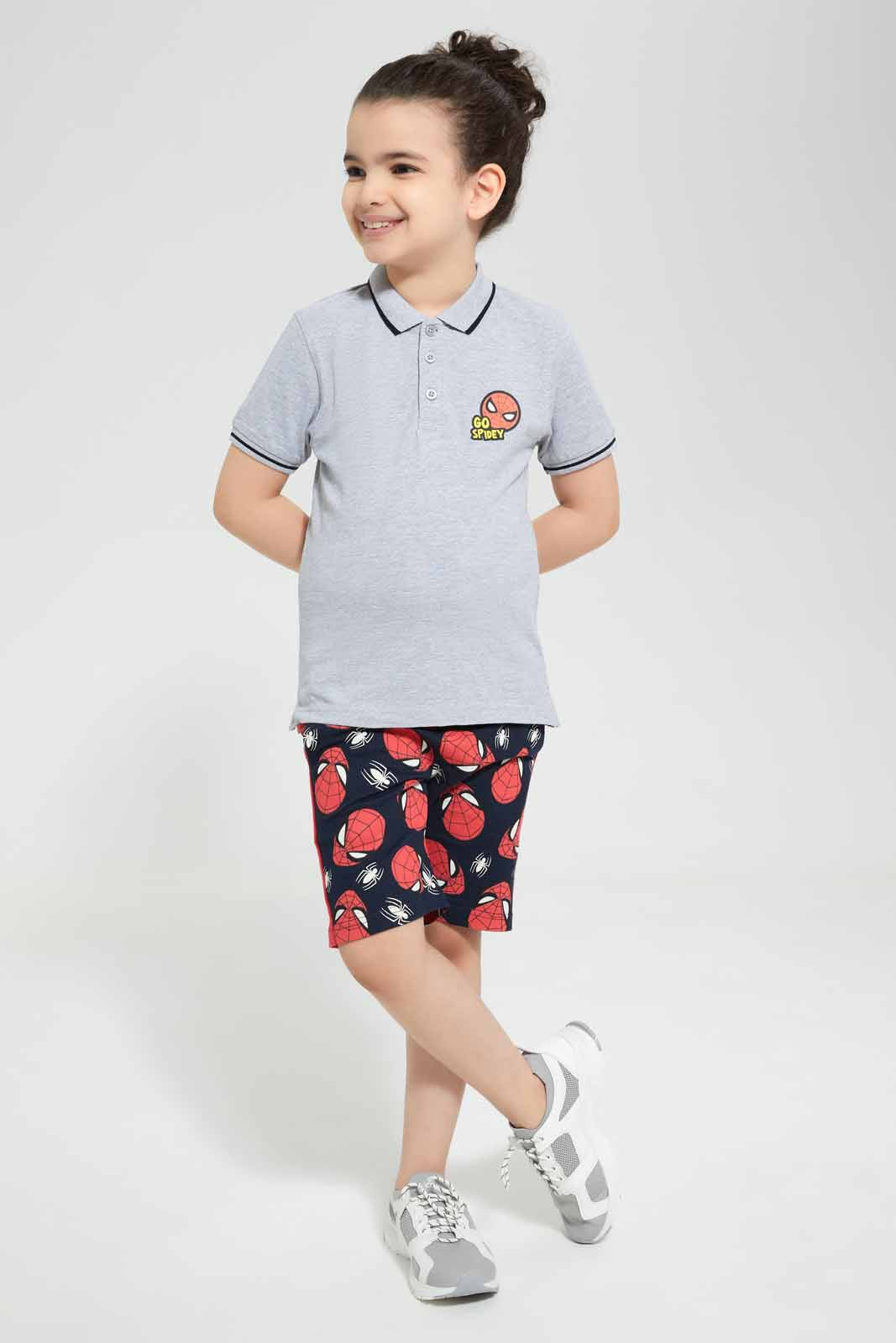 Redtag-Navy-Spiderman-Printed-Elasticated-Waist-Shorts-BOY-Shorts,-Category:Shorts,-CHR,-Colour:Navy,-Deals:New-In,-Filter:Boys-(2-to-8-Yrs),-New-In-BOY-APL,-Non-Sale,-Section:Boys-(0-to-14Yrs),-TBL,-W22O-Boys-2 to 8 Years
