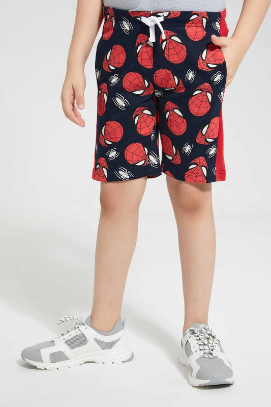 Redtag-Navy-Spiderman-Printed-Elasticated-Waist-Shorts-BOY-Shorts,-Category:Shorts,-CHR,-Colour:Navy,-Deals:New-In,-Filter:Boys-(2-to-8-Yrs),-New-In-BOY-APL,-Non-Sale,-Section:Boys-(0-to-14Yrs),-TBL,-W22O-Boys-2 to 8 Years