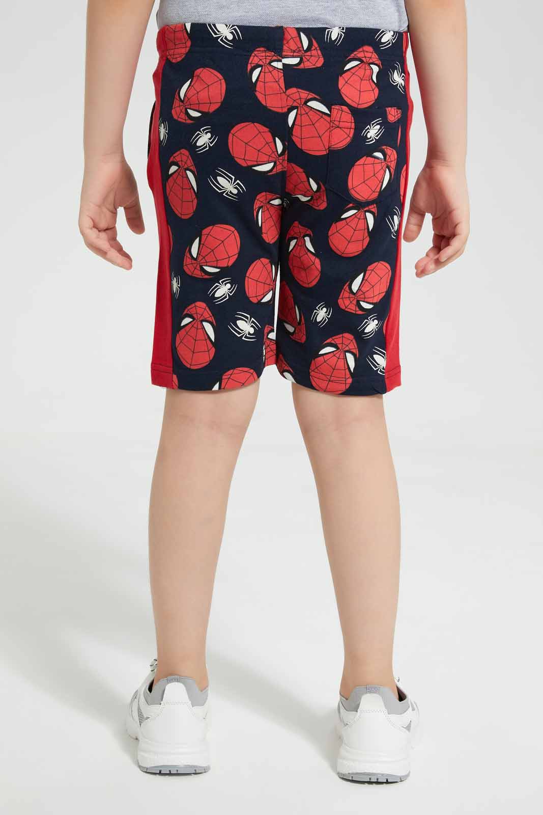 Redtag-Navy-Spiderman-Printed-Elasticated-Waist-Shorts-BOY-Shorts,-Category:Shorts,-CHR,-Colour:Navy,-Deals:New-In,-Filter:Boys-(2-to-8-Yrs),-New-In-BOY-APL,-Non-Sale,-Section:Boys-(0-to-14Yrs),-TBL,-W22O-Boys-2 to 8 Years