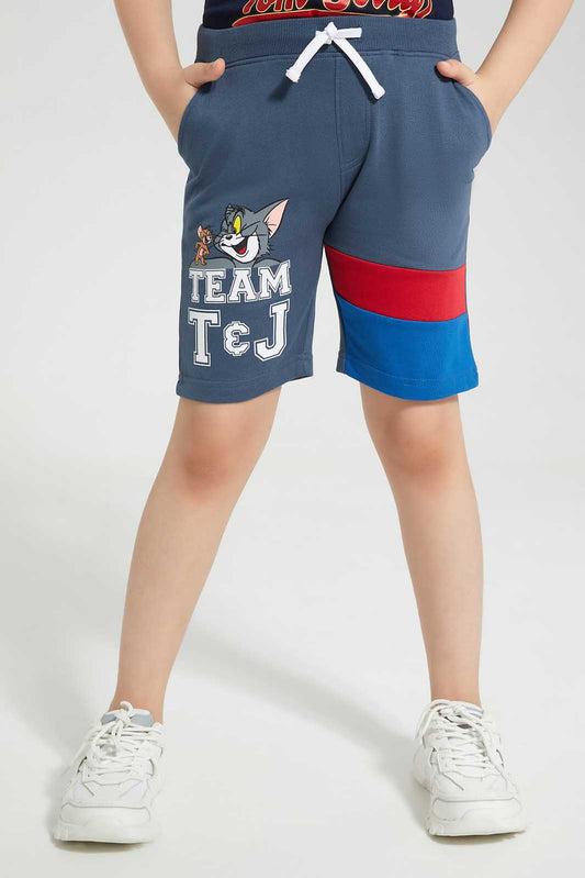 Redtag-Navy-Tom-and-Jerry-Print-Elasticated-Waist-Shorts-BOY-Shorts,-Category:Shorts,-CHR,-Colour:Navy,-Deals:New-In,-Filter:Boys-(2-to-8-Yrs),-New-In-BOY-APL,-Non-Sale,-Section:Boys-(0-to-14Yrs),-TBL,-W22O-Boys-2 to 8 Years