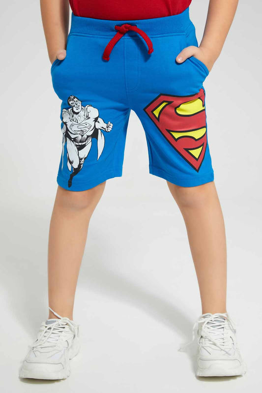 Redtag-Blue-Superman-Print-Elasticated-Waist-Shorts-BOY-Shorts,-Category:Shorts,-CHR,-Colour:Blue,-Deals:New-In,-Filter:Boys-(2-to-8-Yrs),-New-In-BOY-APL,-Non-Sale,-Section:Boys-(0-to-14Yrs),-TBL,-W22O-Boys-2 to 8 Years