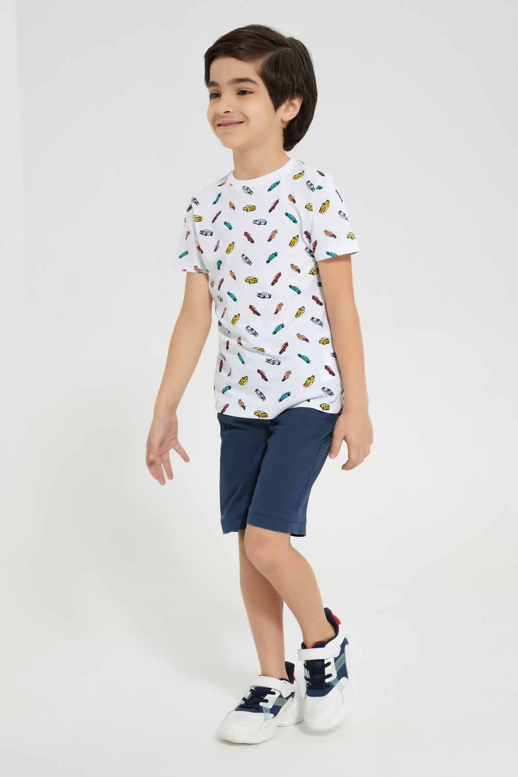 Redtag-Navy-5-Pocket-Western-Elasticated-Waist-Short-BOY-Shorts,-Category:Shorts,-Colour:Navy,-Deals:New-In,-Filter:Boys-(2-to-8-Yrs),-New-In-BOY-APL,-Non-Sale,-Section:Boys-(0-to-14Yrs),-VLM,-W22O-Boys-2 to 8 Years