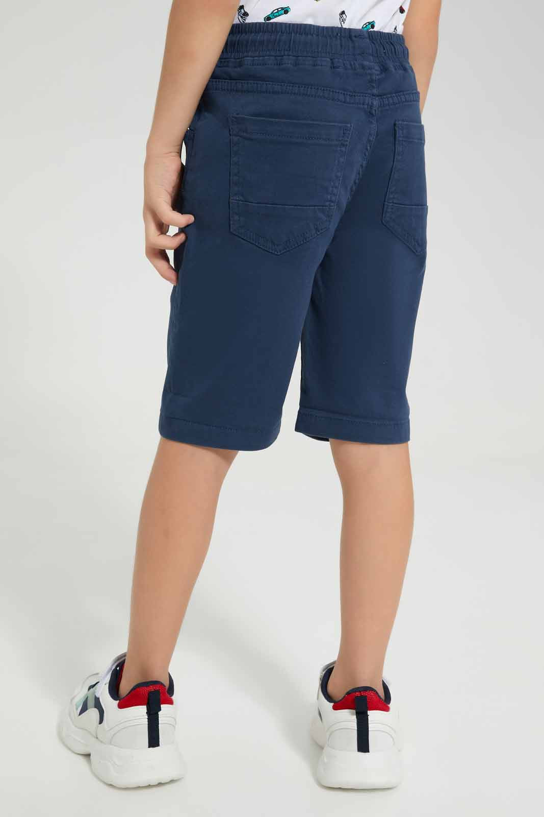 Redtag-Navy-5-Pocket-Western-Elasticated-Waist-Short-BOY-Shorts,-Category:Shorts,-Colour:Navy,-Deals:New-In,-Filter:Boys-(2-to-8-Yrs),-New-In-BOY-APL,-Non-Sale,-Section:Boys-(0-to-14Yrs),-VLM,-W22O-Boys-2 to 8 Years