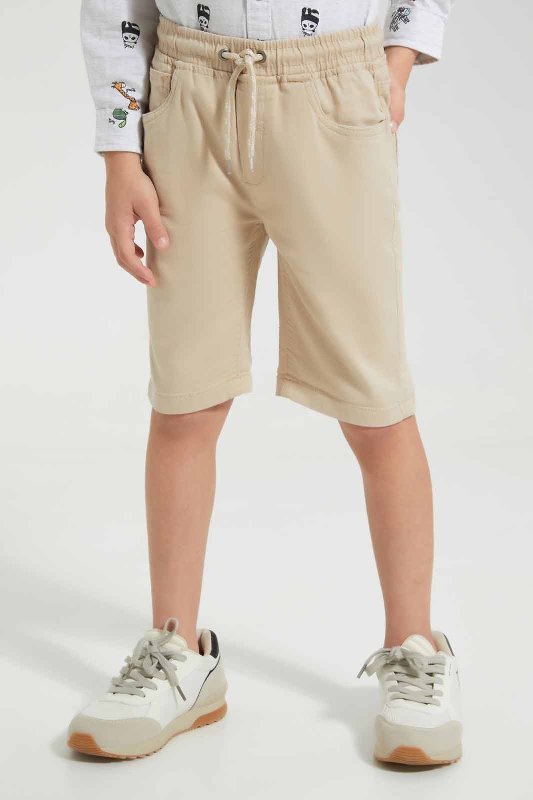 Redtag-Beige-5-Pocket-Western-Elasticated-Waist-Short-BOY-Shorts,-Category:Shorts,-Colour:Beige,-Deals:New-In,-Filter:Boys-(2-to-8-Yrs),-New-In-BOY-APL,-Non-Sale,-Section:Boys-(0-to-14Yrs),-VLM,-W22O-Boys-2 to 8 Years
