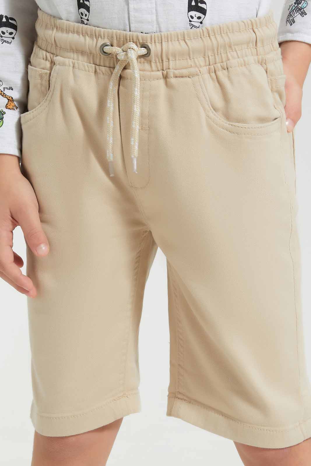 Redtag-Beige-5-Pocket-Western-Elasticated-Waist-Short-BOY-Shorts,-Category:Shorts,-Colour:Beige,-Deals:New-In,-Filter:Boys-(2-to-8-Yrs),-New-In-BOY-APL,-Non-Sale,-Section:Boys-(0-to-14Yrs),-VLM,-W22O-Boys-2 to 8 Years