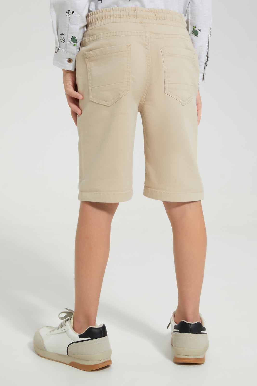 Redtag-Beige-5-Pocket-Western-Elasticated-Waist-Short-BOY-Shorts,-Category:Shorts,-Colour:Beige,-Deals:New-In,-Filter:Boys-(2-to-8-Yrs),-New-In-BOY-APL,-Non-Sale,-Section:Boys-(0-to-14Yrs),-VLM,-W22O-Boys-2 to 8 Years