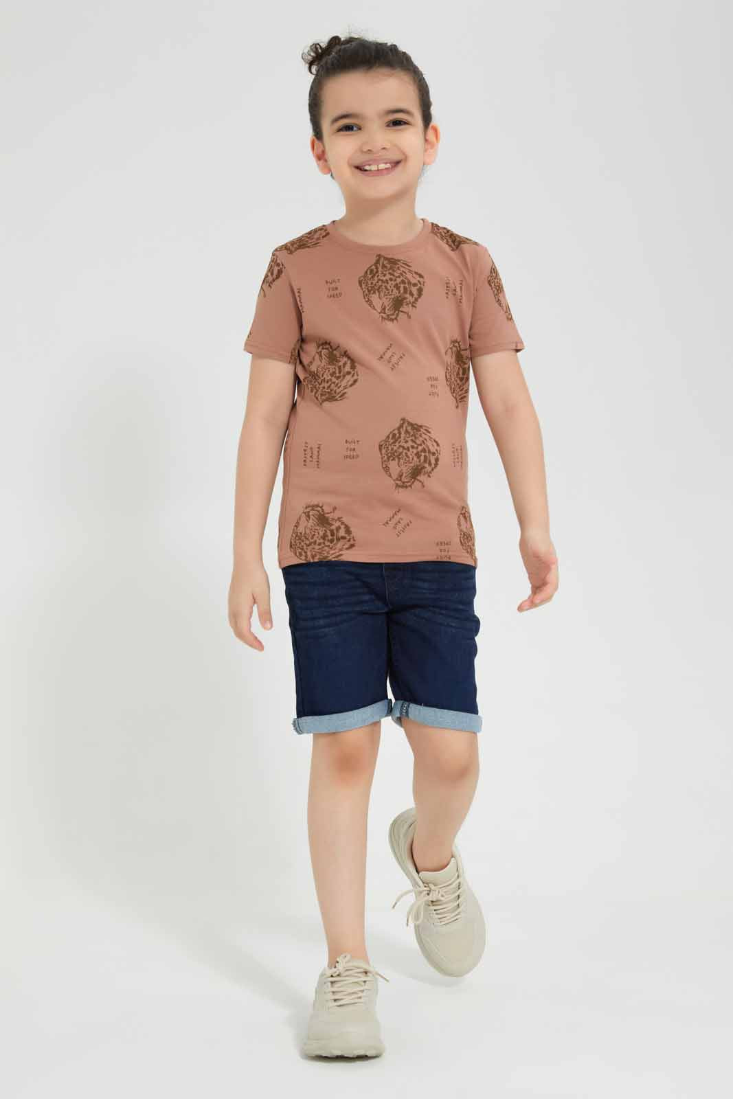 Redtag-Dark-Wash-Knit-Denim-Elasticated-Waist-Shorts-BOY-Shorts,-Category:Shorts,-Colour:Dark-Wash,-Deals:New-In,-Filter:Boys-(2-to-8-Yrs),-New-In-BOY-APL,-Non-Sale,-Section:Boys-(0-to-14Yrs),-TBL,-W22O-Boys-2 to 8 Years