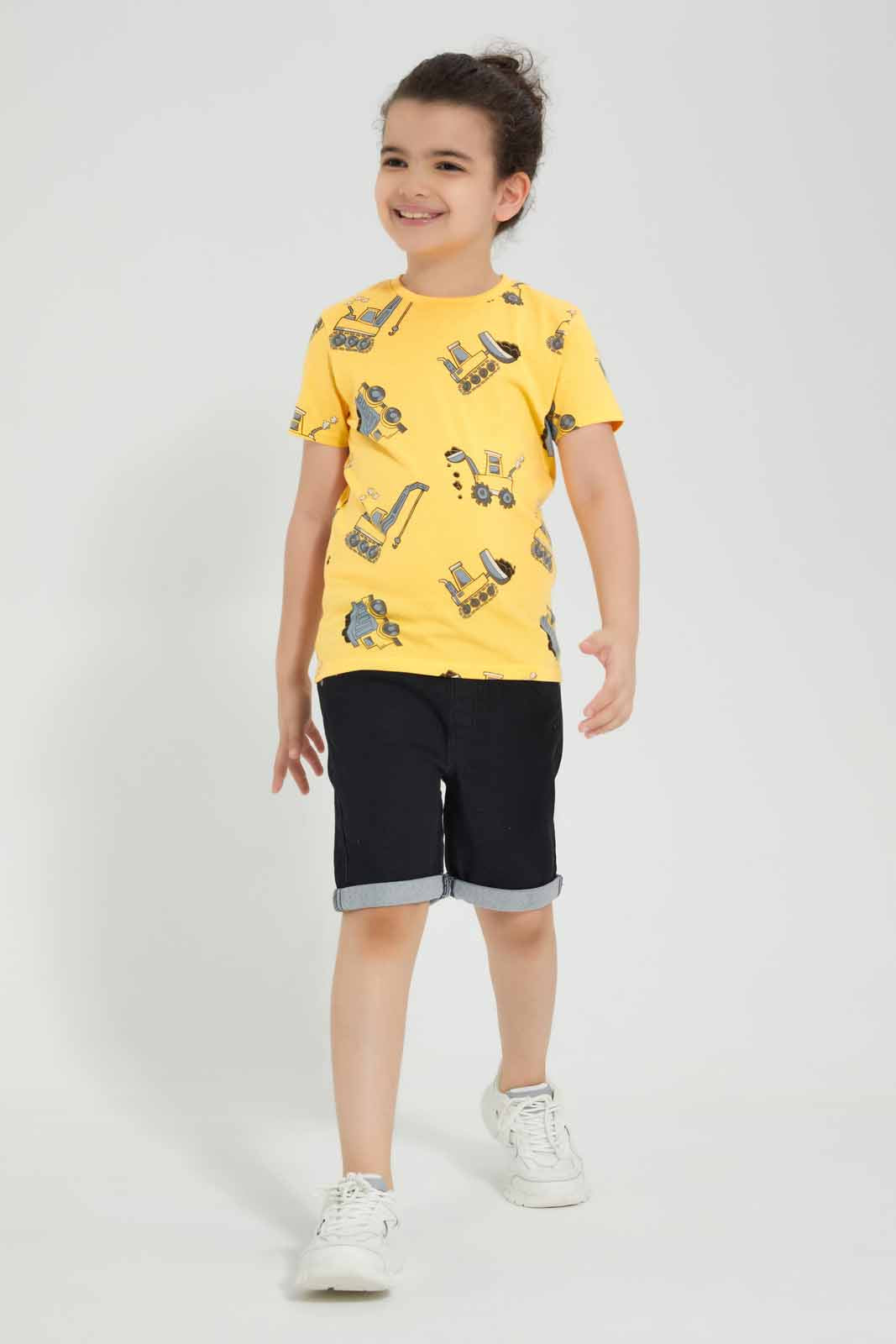 Redtag-Black-Knit-Denim-Elasticated-Waist-Shorts-BOY-Shorts,-Category:Shorts,-Colour:Black,-Deals:New-In,-Filter:Boys-(2-to-8-Yrs),-New-In-BOY-APL,-Non-Sale,-Section:Boys-(0-to-14Yrs),-TBL,-W22O-Boys-2 to 8 Years