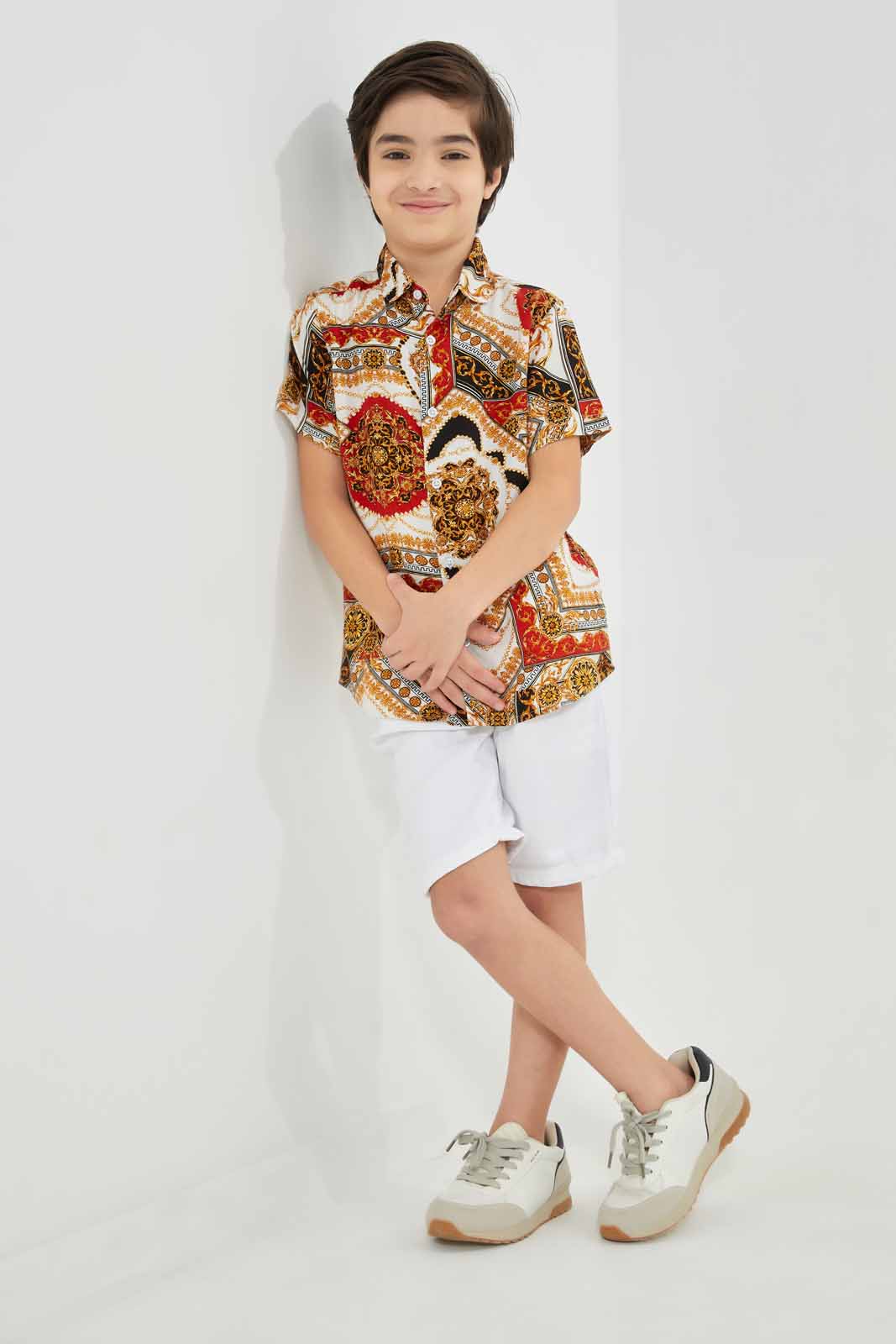 Redtag-White-Knit-Denim-Elasticated-Waist-Shorts-BOY-Shorts,-Category:Shorts,-Colour:White,-Deals:New-In,-Filter:Boys-(2-to-8-Yrs),-New-In-BOY-APL,-Non-Sale,-Section:Boys-(0-to-14Yrs),-TBL,-W22O-Boys-2 to 8 Years