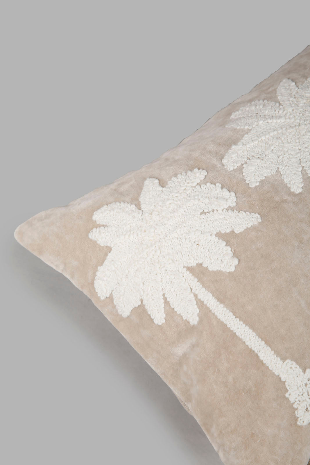 Redtag-Beige-Palm-Design-Embroidered-Cushion-Category:Cushions,-Colour:Beige,-Deals:New-In,-Elsa,-Filter:Home-Bedroom,-HMW-BED-Cushions,-New-In-HMW-BED,-Non-Sale,-Section:Homewares,-W22O-Home-Bedroom-