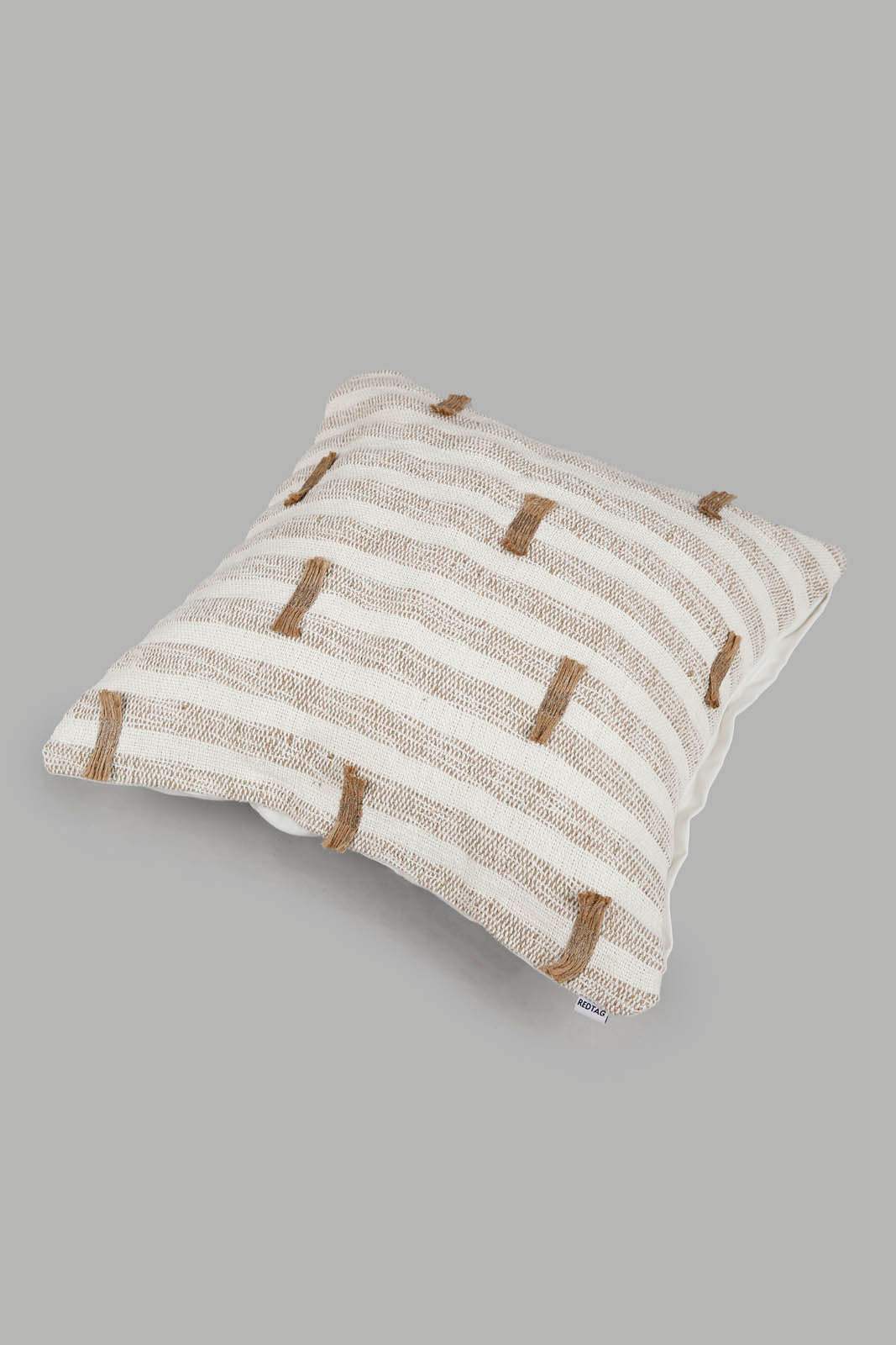 Redtag-Beige-Sustainable-Handwoven-Cushion-Category:Cushions,-Colour:Beige,-Deals:New-In,-Elsa,-Filter:Home-Bedroom,-HMW-BED-Cushions,-New-In-HMW-BED,-Non-Sale,-Section:Homewares,-W22O-Home-Bedroom-