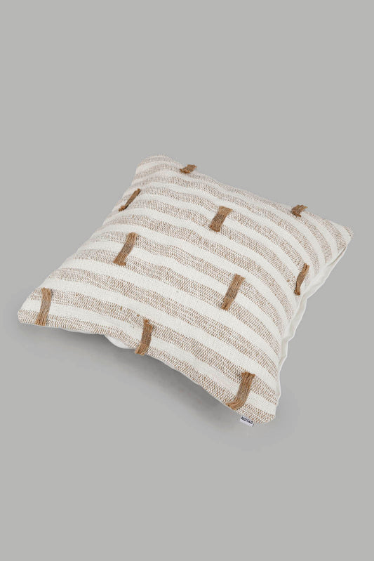 Redtag-Beige-Sustainable-Handwoven-Cushion-Category:Cushions,-Colour:Beige,-Deals:New-In,-Elsa,-Filter:Home-Bedroom,-HMW-BED-Cushions,-New-In-HMW-BED,-Non-Sale,-Section:Homewares,-W22O-Home-Bedroom-
