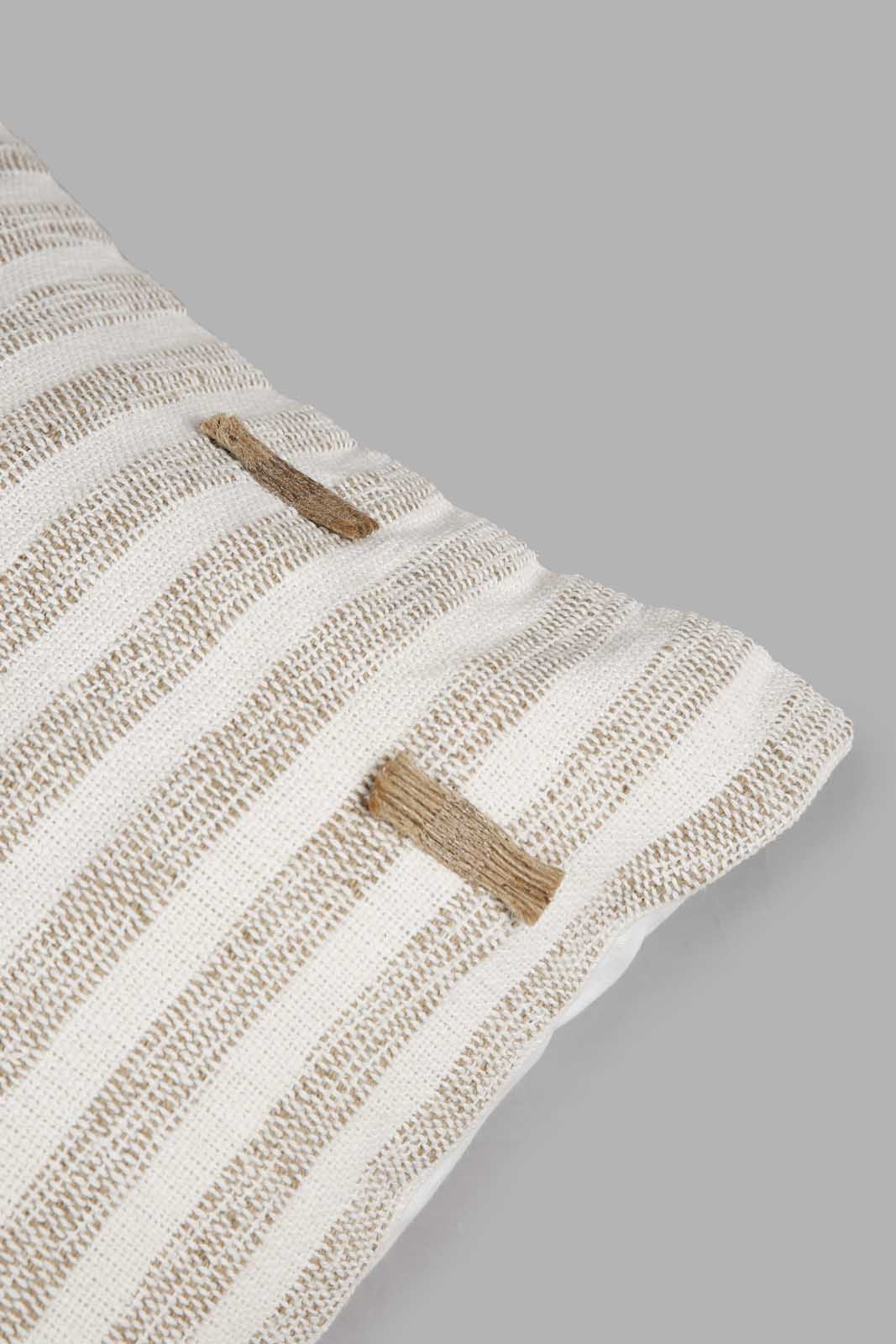 Redtag-Beige-Sustainable-Handwoven-Cushion-Category:Cushions,-Colour:Beige,-Deals:New-In,-Elsa,-Filter:Home-Bedroom,-HMW-BED-Cushions,-New-In-HMW-BED,-Non-Sale,-Section:Homewares,-W22O-Home-Bedroom-
