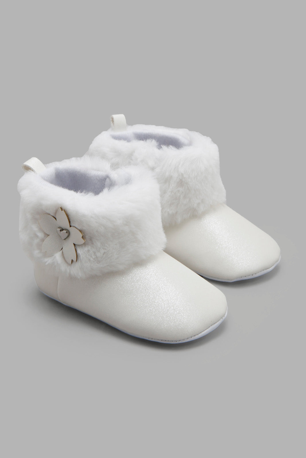 Redtag-White-Faux-Fur-Pram-Booties-Category:Boots,-Colour:White,-Deals:New-In,-Filter:Baby-Footwear-(0-to-18-Mths),-NBF-Boots,-New-In-NBF-FOO,-Non-Sale,-Section:Boys-(0-to-14Yrs),-W22A-Baby-0 to 18 Months