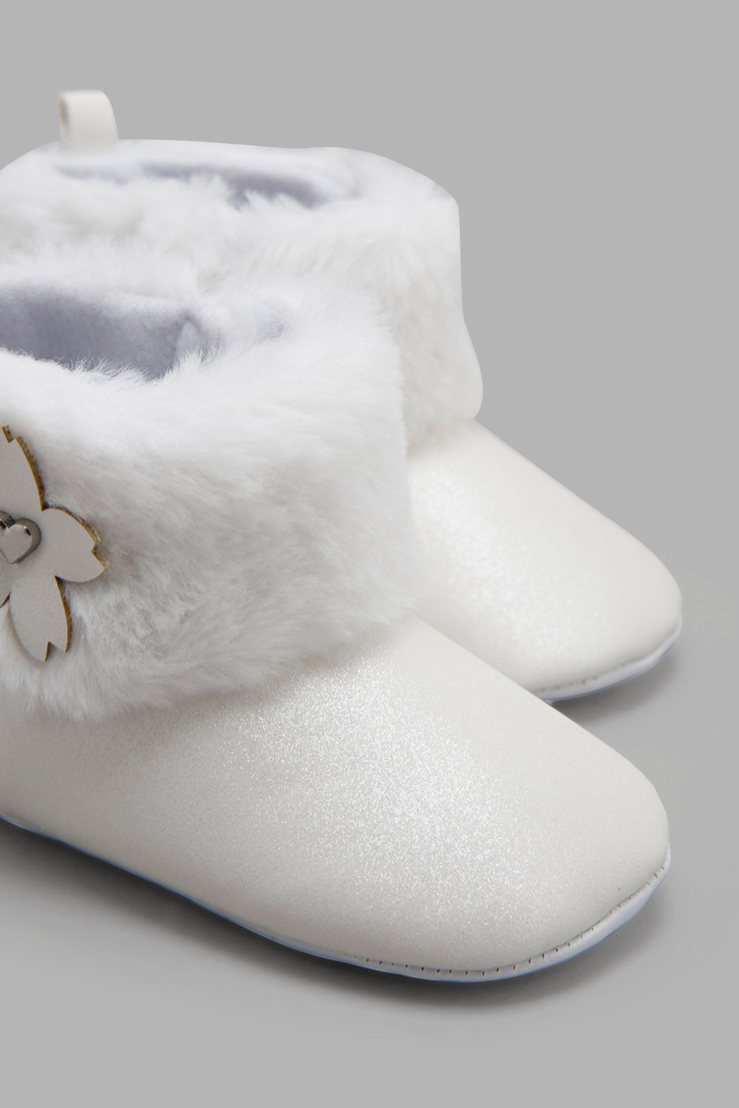 Redtag-White-Faux-Fur-Pram-Booties-Category:Boots,-Colour:White,-Deals:New-In,-Filter:Baby-Footwear-(0-to-18-Mths),-NBF-Boots,-New-In-NBF-FOO,-Non-Sale,-Section:Boys-(0-to-14Yrs),-W22A-Baby-0 to 18 Months