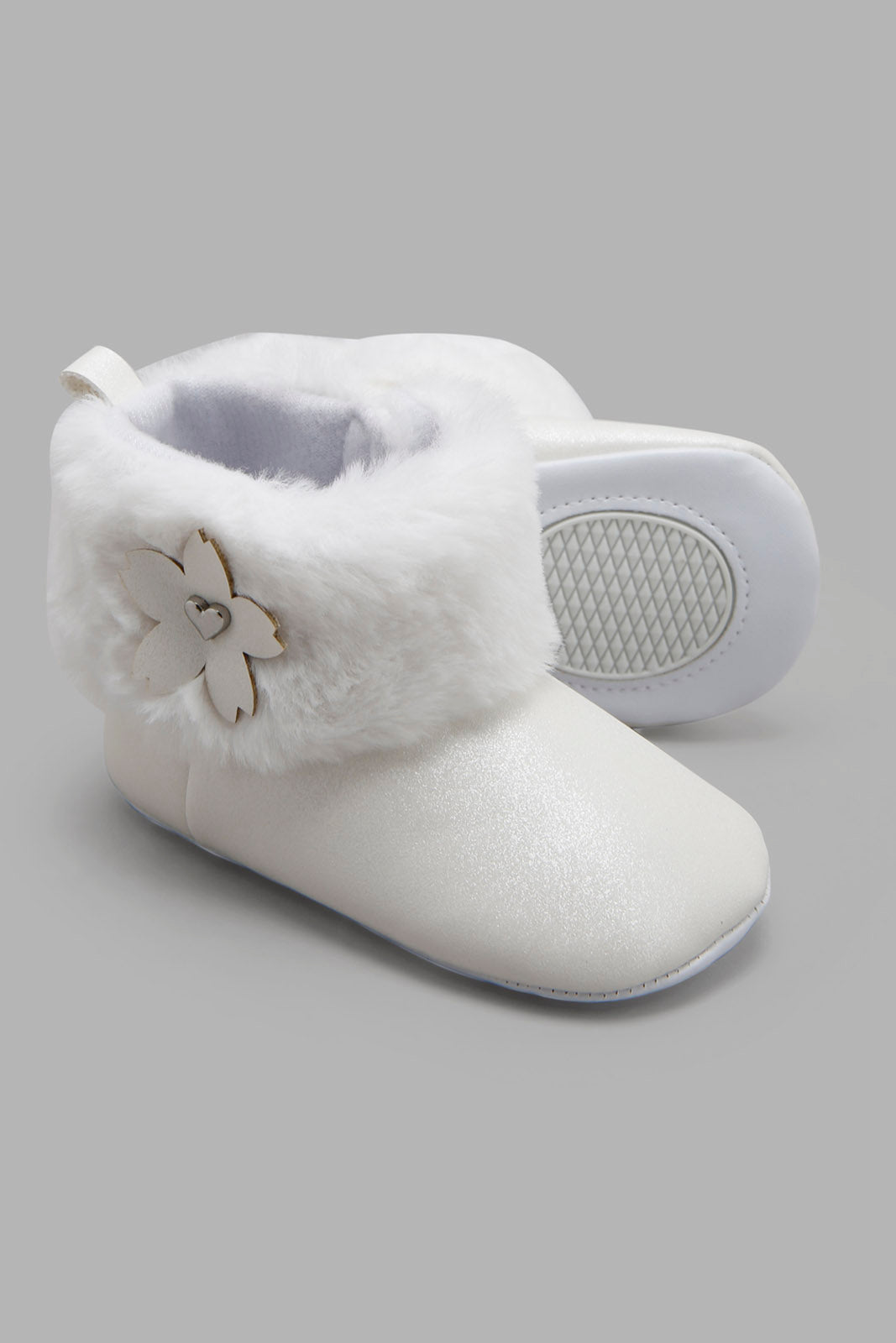 Redtag-White-Faux-Fur-Pram-Booties-Category:Boots,-Colour:White,-Deals:New-In,-Filter:Baby-Footwear-(0-to-18-Mths),-NBF-Boots,-New-In-NBF-FOO,-Non-Sale,-Section:Boys-(0-to-14Yrs),-W22A-Baby-0 to 18 Months